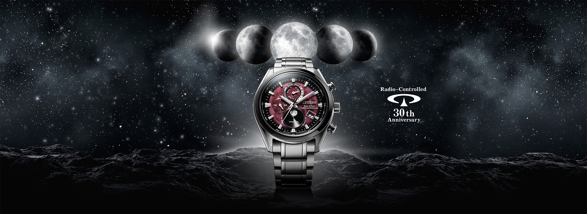Citizen-Uhr mit Weltraumhintergrund, feiert ihr 30-jähriges Jubiläum.