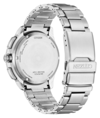 Rückseite einer silbernen Citizen Eco-Drive Uhr