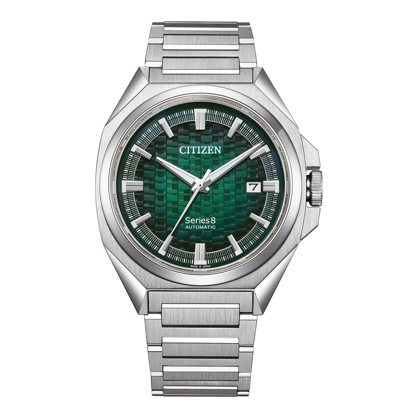 Citizen Series 8 Automatikuhr mit grünem Zifferblatt und Stahlarmband