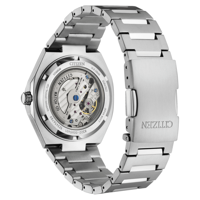 Citizen-Uhr, Rückseite, Titan, Saphirglas, Automatikwerk, japanisch.