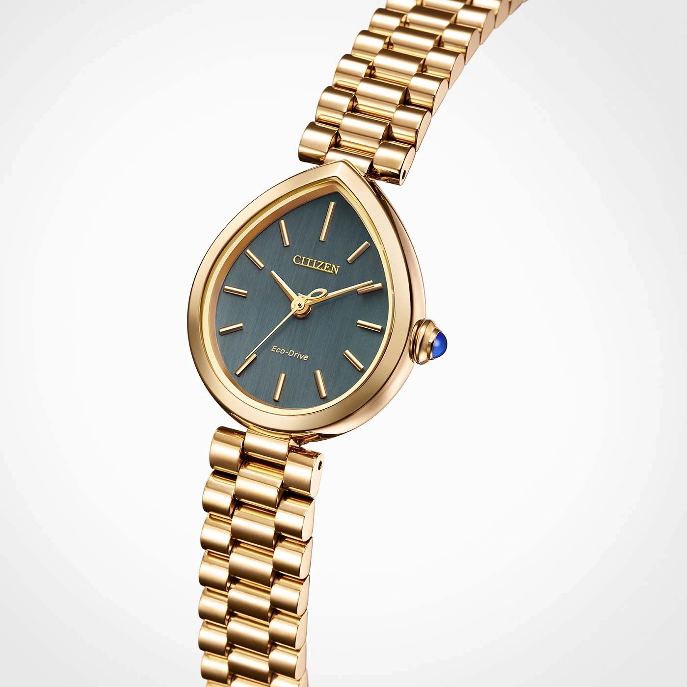 Nahaufnahme einer goldenen Citizen Eco-Drive Uhr