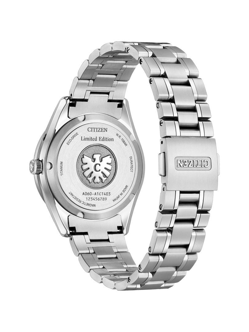 Citizen-Uhr, Rückseite, Titan, Limited Edition, Eco-Drive, magnetisch, hergestellt in Japan