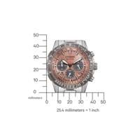 Citizen Eco-Drive Uhr mit roségoldenem Zifferblatt und silbernem Armband, mit Skala.
