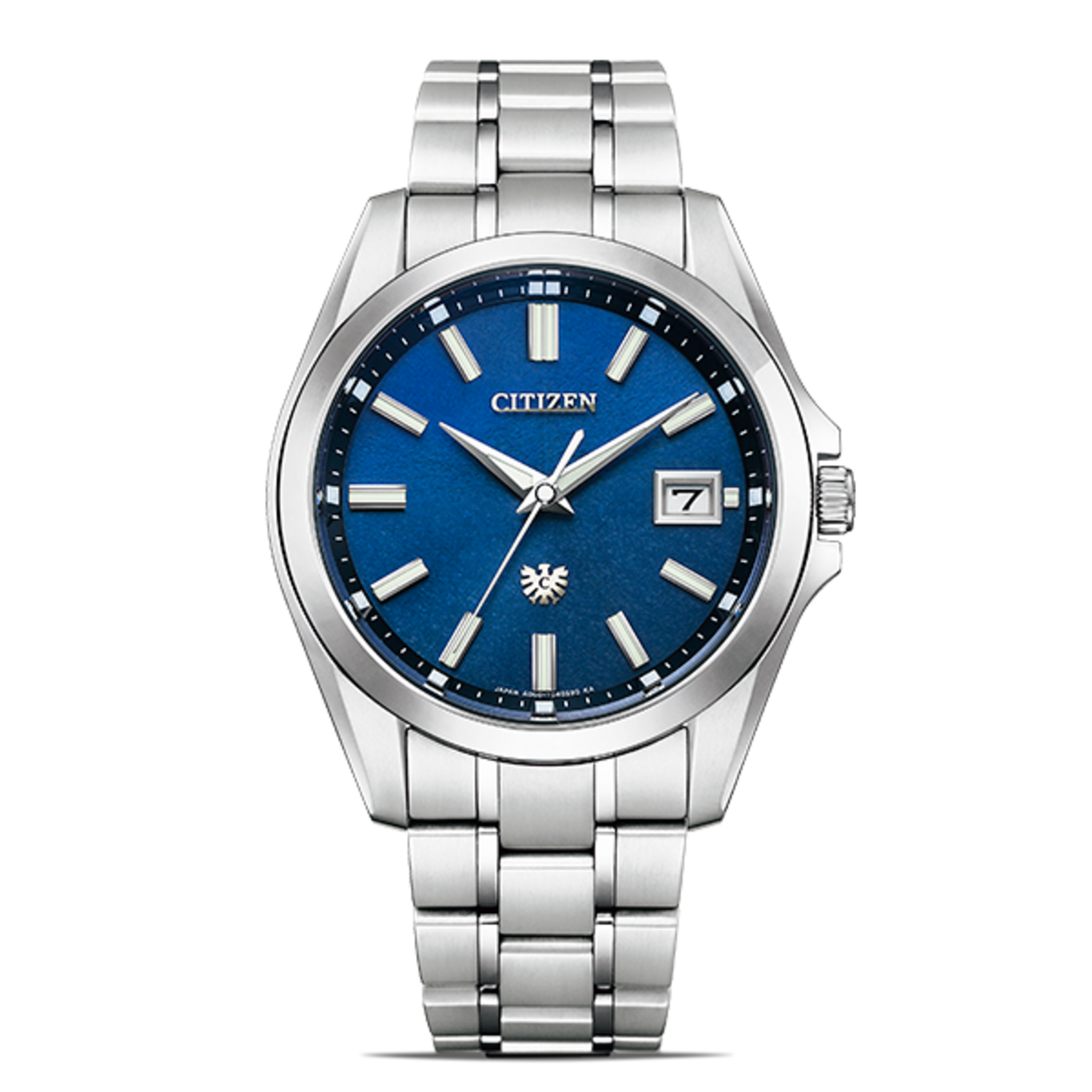 Citizen-Uhr mit blauem Zifferblatt und silbernem Armband