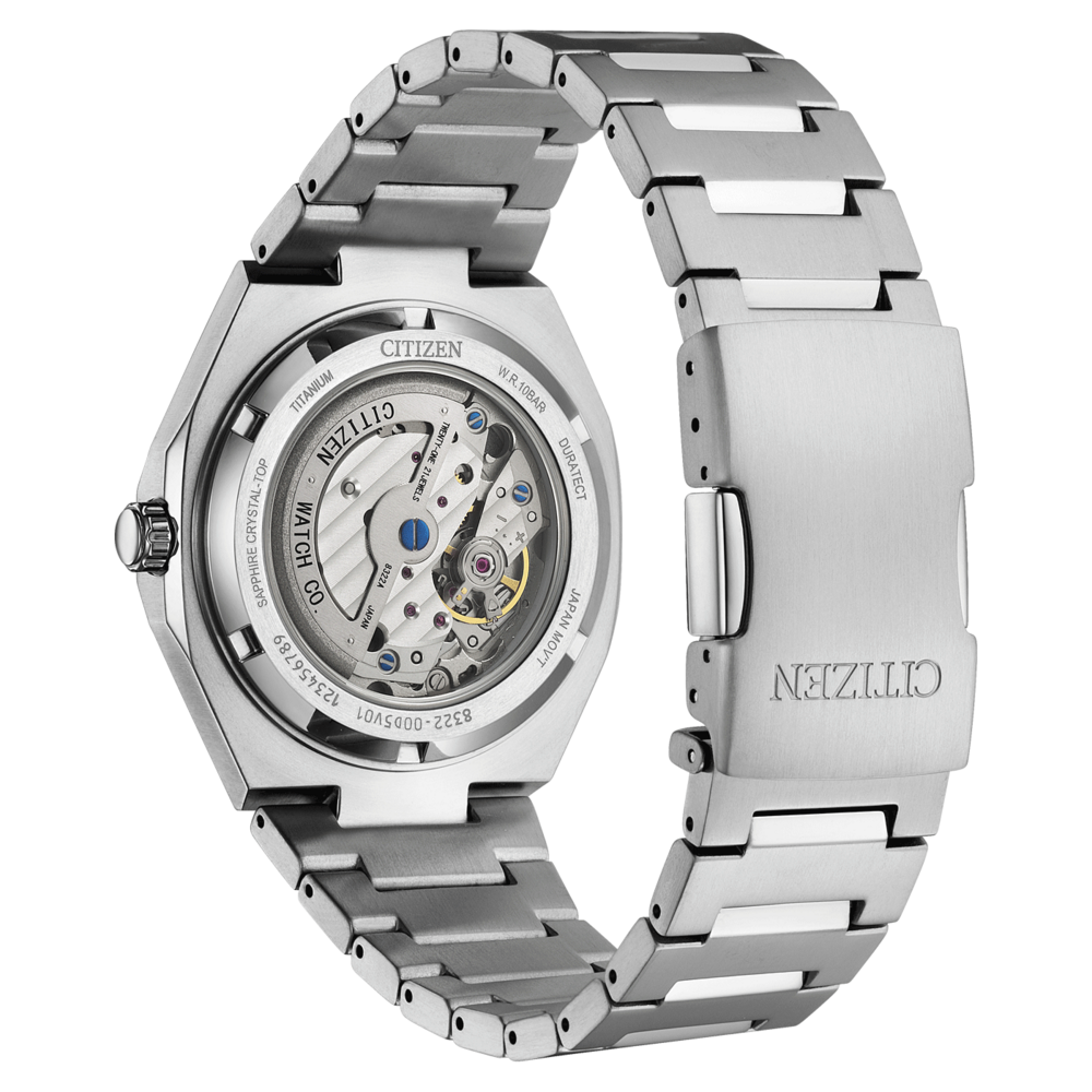 Citizen-Uhr, Rückseite, Titan, Saphirglas, Automatikwerk, japanisch, 10 bar Wasserdichtigkeit