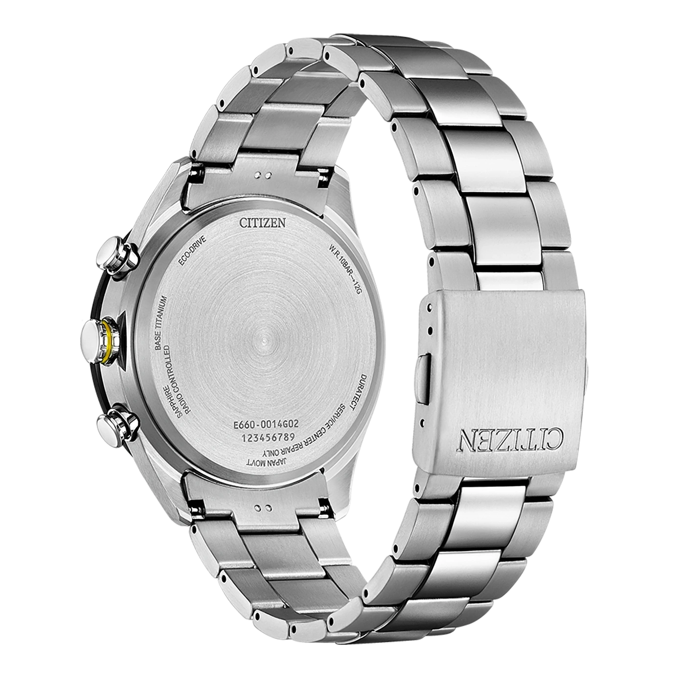 Citizen-Uhrrückseite, silber, Eco-Drive, Saphir, Titan, funkgesteuert