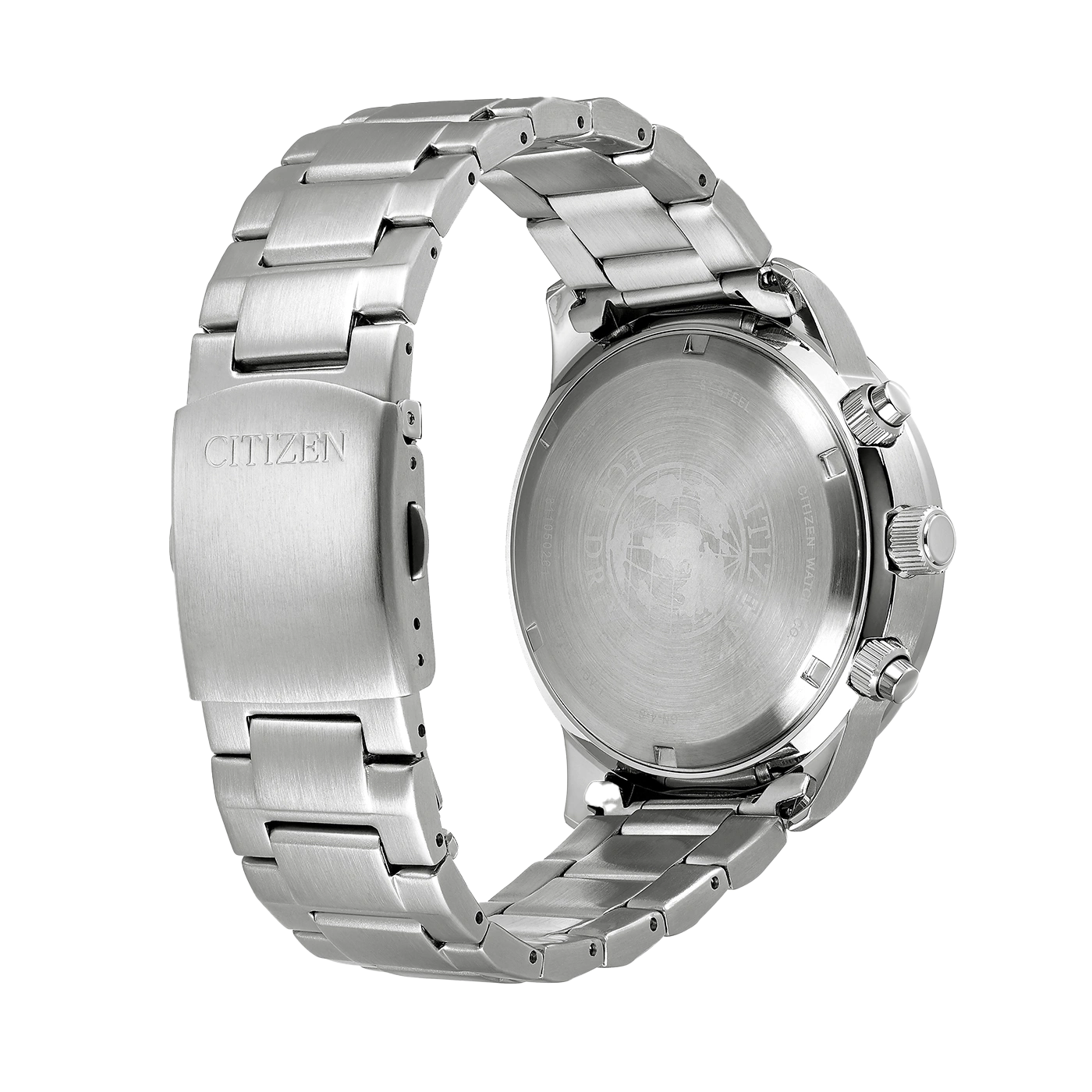 Citizen-Uhr, Edelstahl, Rückansicht, Verschluss, Armband, Silber, Detail, Nahaufnahme
