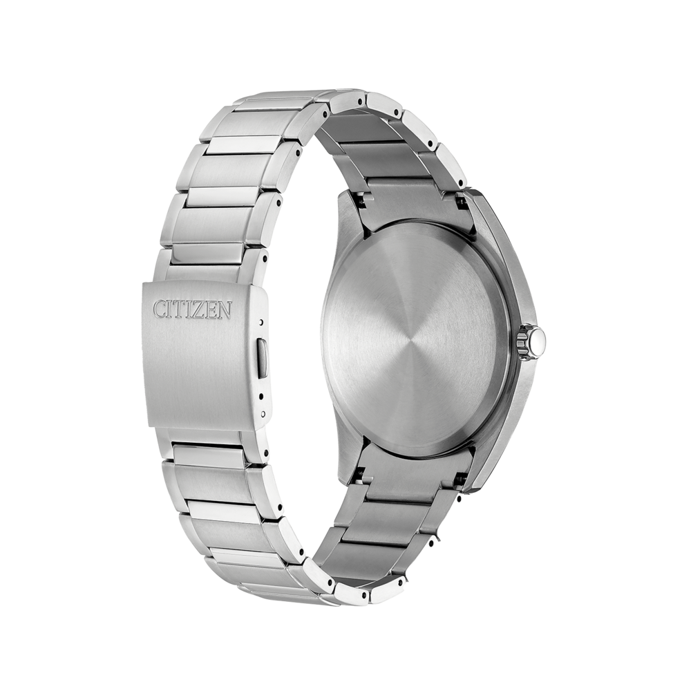 Citizen-Uhr, Rückansicht, Edelstahlband, silberne Farbe, elegantes Design