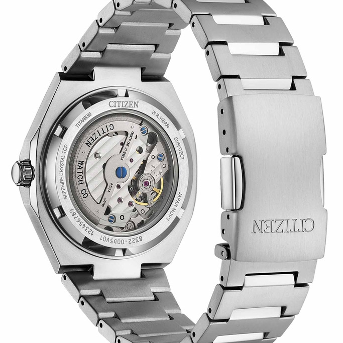 Citizen-Uhr, Rückseite, Titan, Saphirglas, japanisches Uhrwerk, Automatik