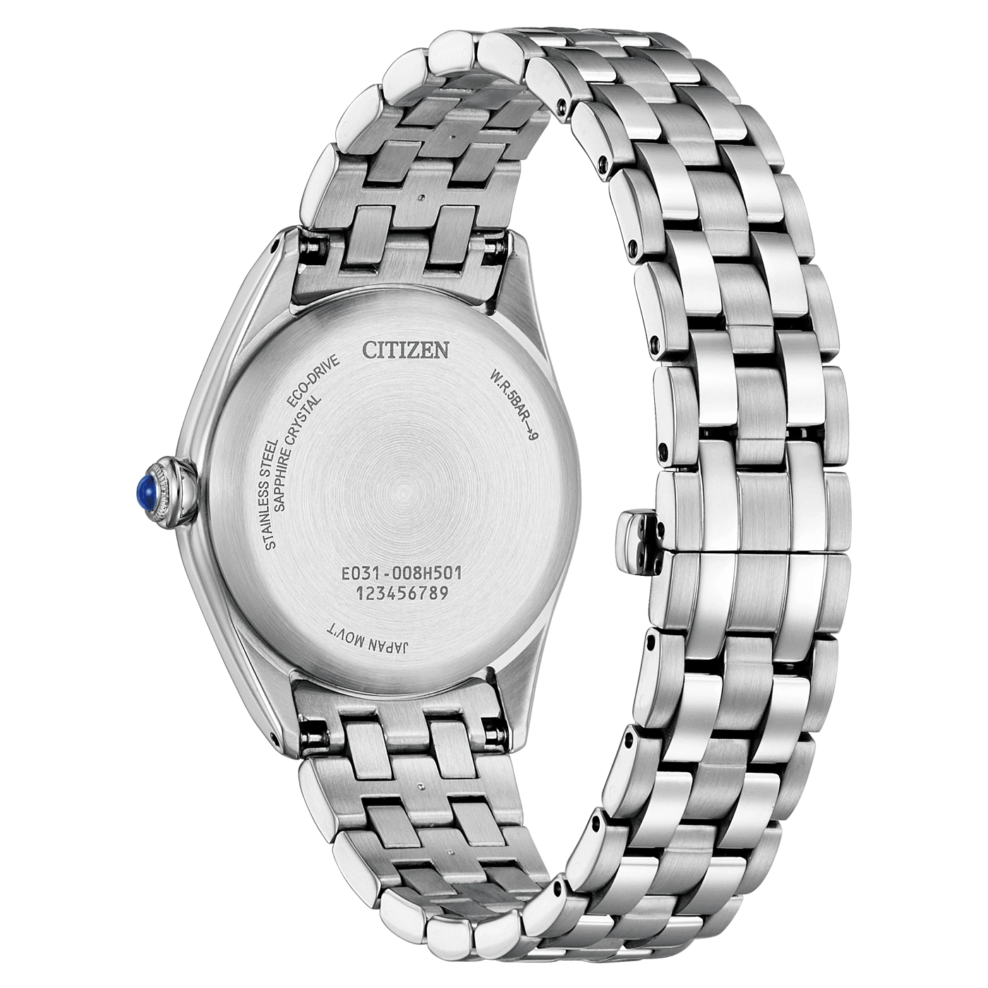 Citizen-Uhrrückseite, Edelstahl, Saphirkristall, Eco-Drive, Japan Movt.