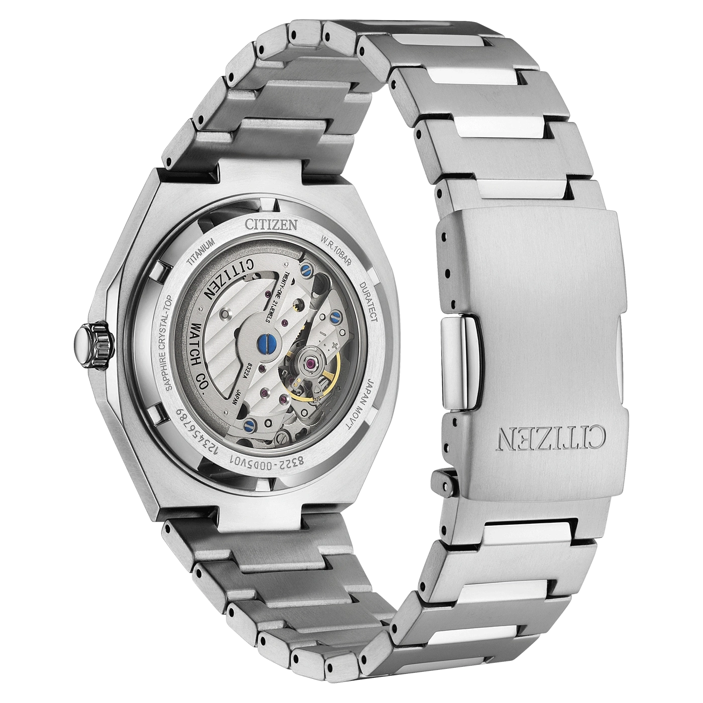 Citizen-Uhr, Rückseite, Titan, Saphirglas, Automatikwerk, japanisch.