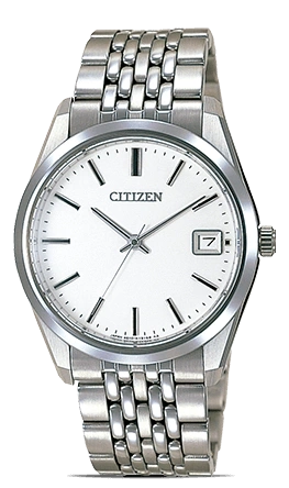 Citizen-Uhr mit weißem Zifferblatt und silbernem Armband