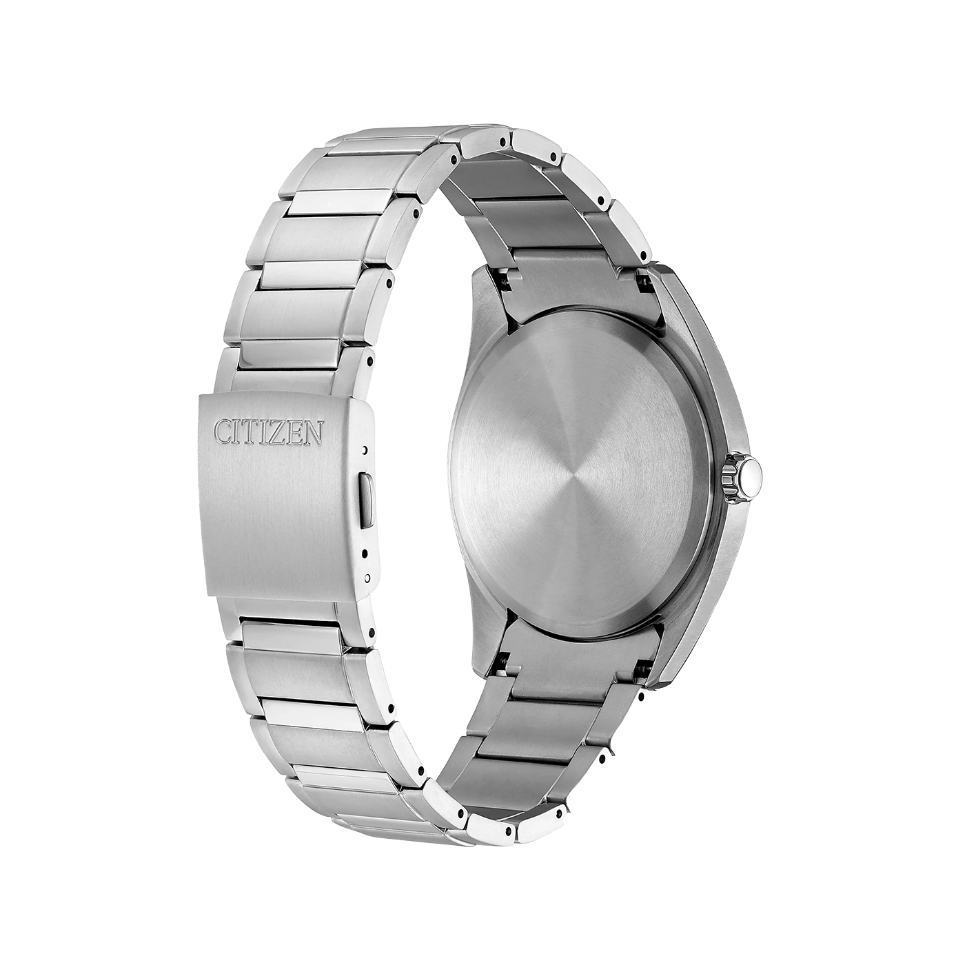 Citizen-Uhr, Rückansicht, Edelstahlband, silberne Farbe, elegantes Design