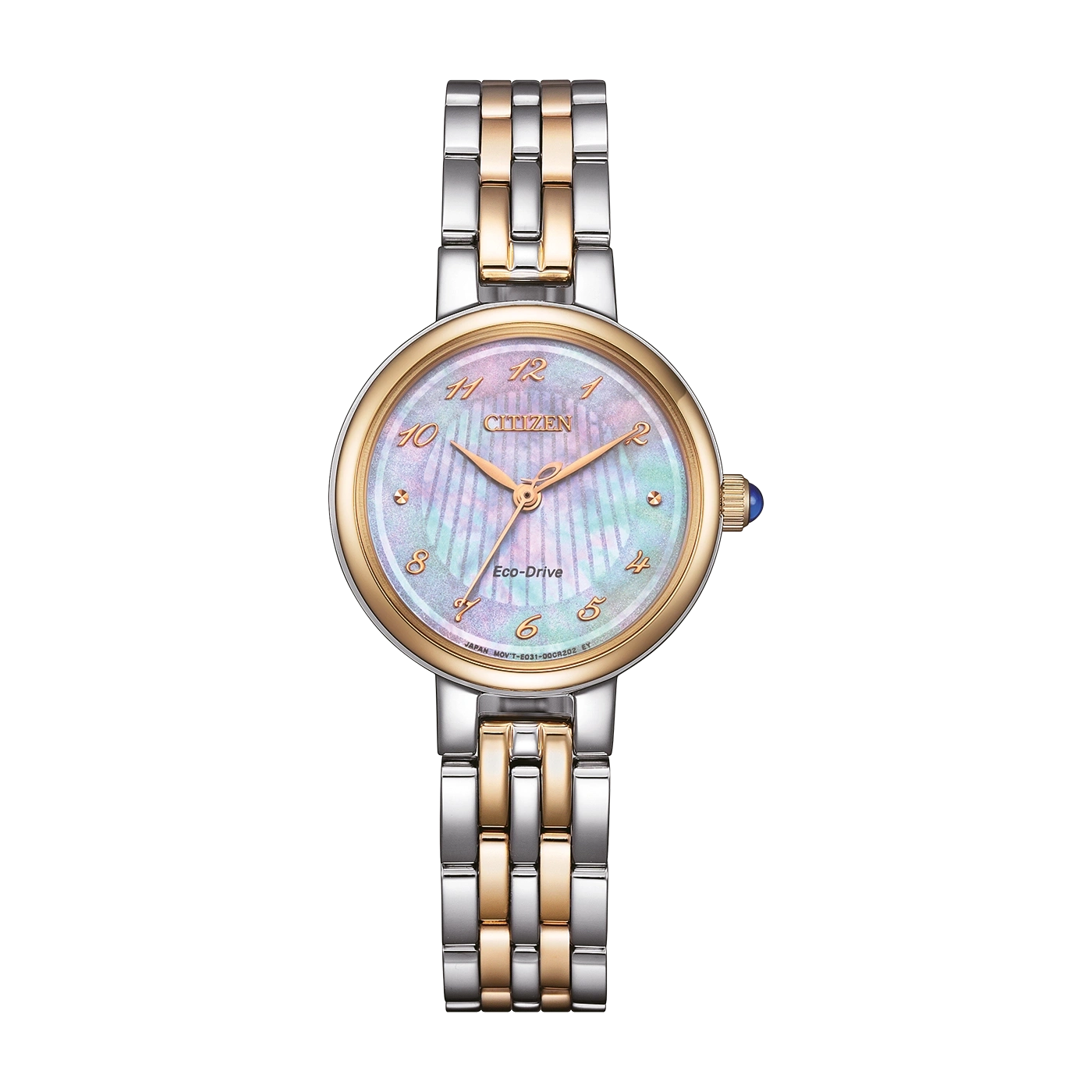 Citizen-Uhr mit Gold- und Silberband, perlmuttfarbenem Zifferblatt, Eco-Drive