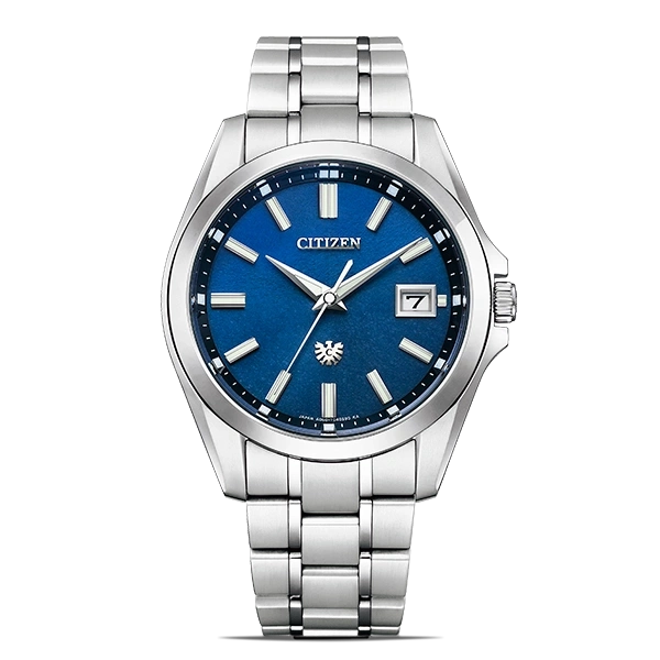 Citizen-Uhr mit blauem Zifferblatt und silbernem Armband