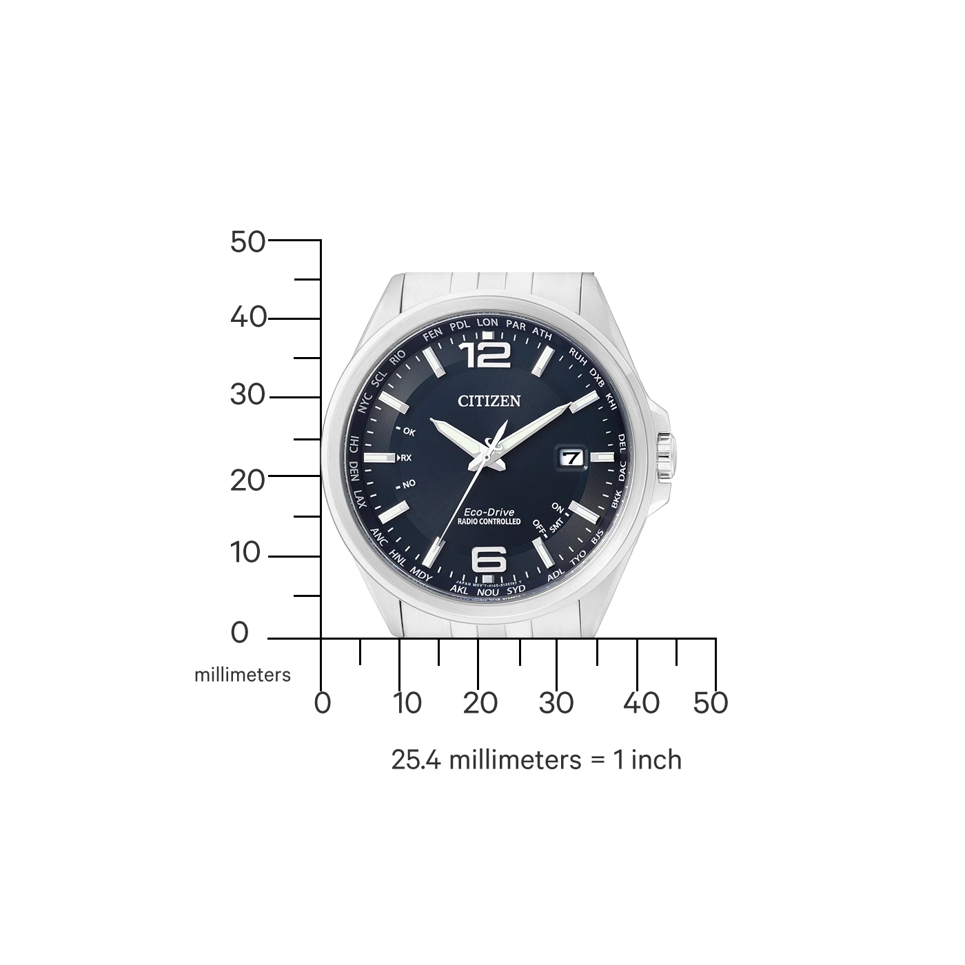 Citizen-Uhr mit Zeitzonen, Eco-Drive und funkgesteuerten Funktionen.