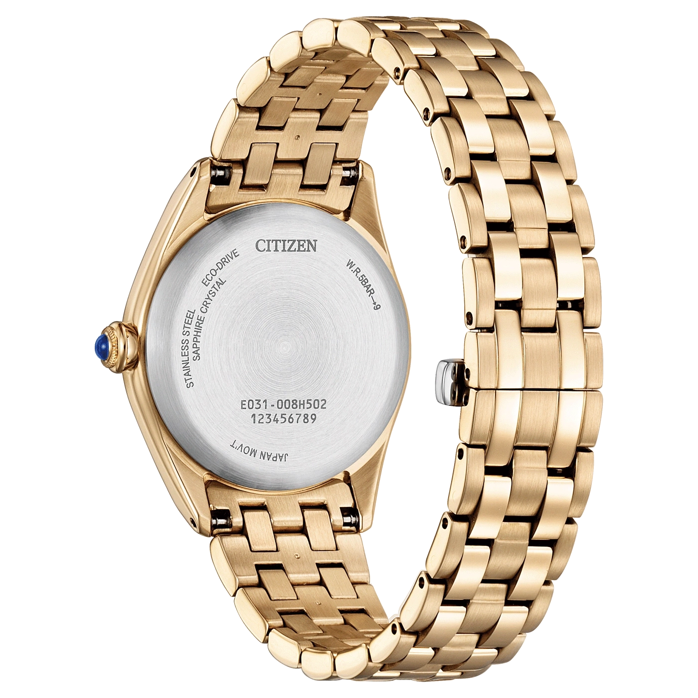 Citizen Uhr, gold, Edelstahl, Saphirglas, Eco-Drive, W.R.5BAR-9, Japan Mov't