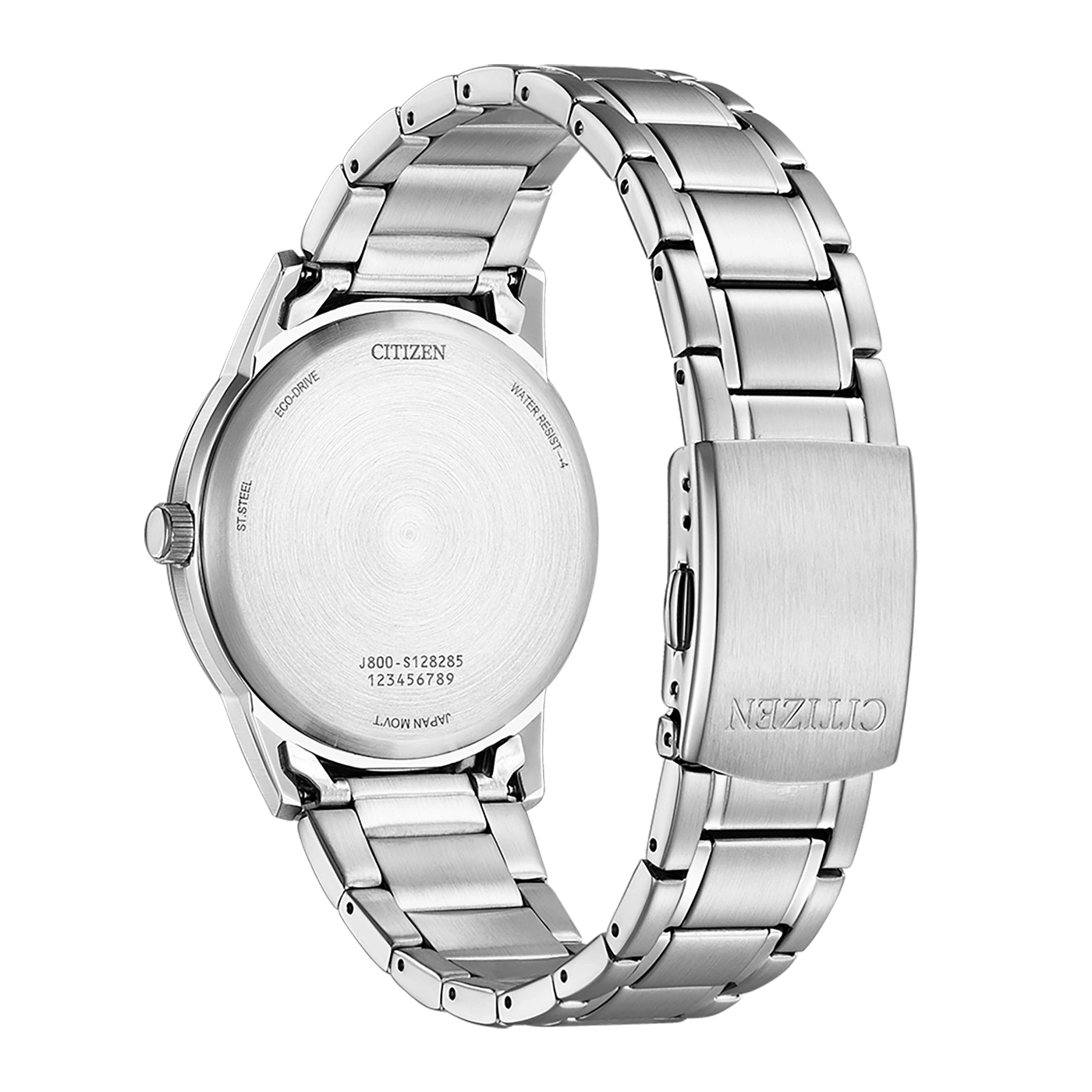 Citizen-Uhrrückseite, Edelstahl, Eco-Drive, wasserdicht, japanisches Uhrwerk.