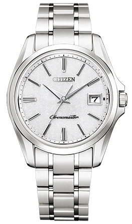 Citizen Chronomaster Uhr mit silbernem Zifferblatt und Edelstahlarmband.