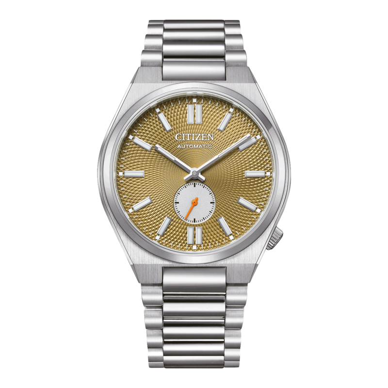 Citizen Automatikuhr mit goldenem Zifferblatt und silbernem Armband