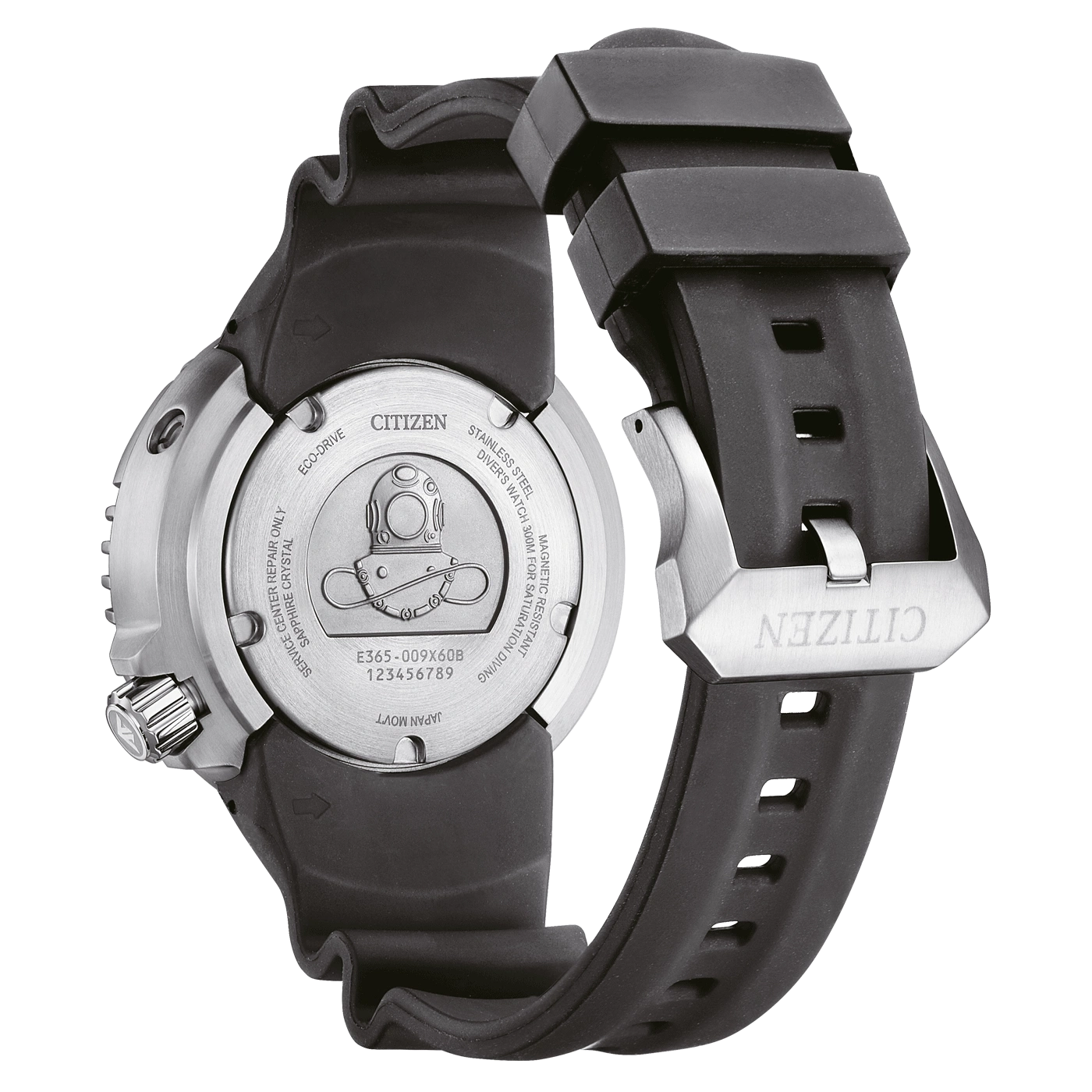Citizen-Uhrrückseite, Edelstahl, Taucheruhr, Eco-Drive, Saphirkristall
