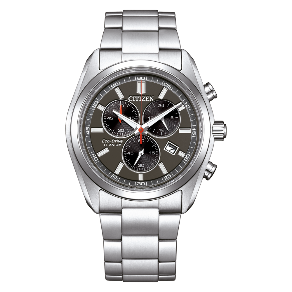 Citizen Eco-Drive Titanium Chronograph Uhr mit grauem Zifferblatt