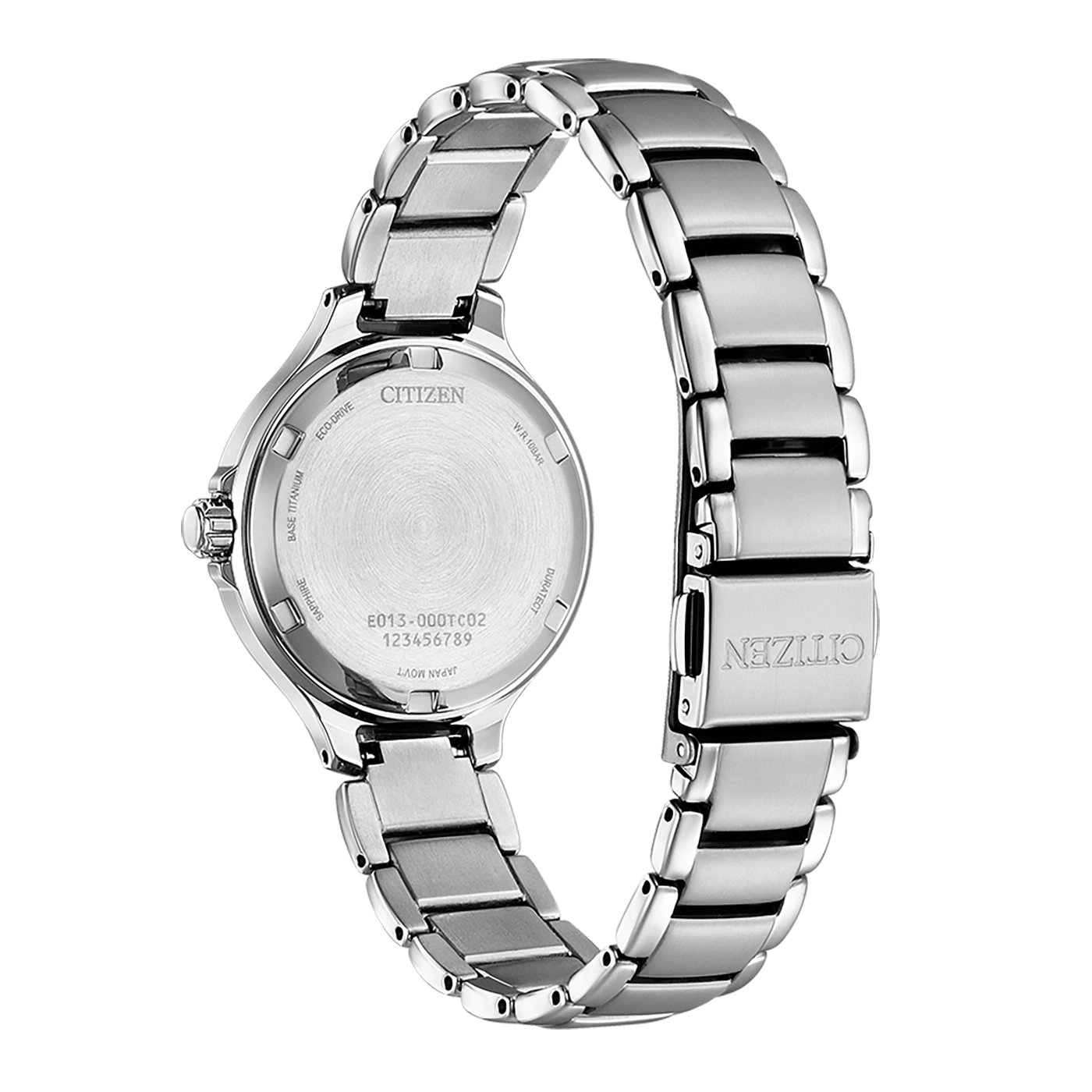 Citizen-Uhrrückseite, silber, Eco-Drive, Saphir, Titan, Japan-Uhrwerk, WR10BAR