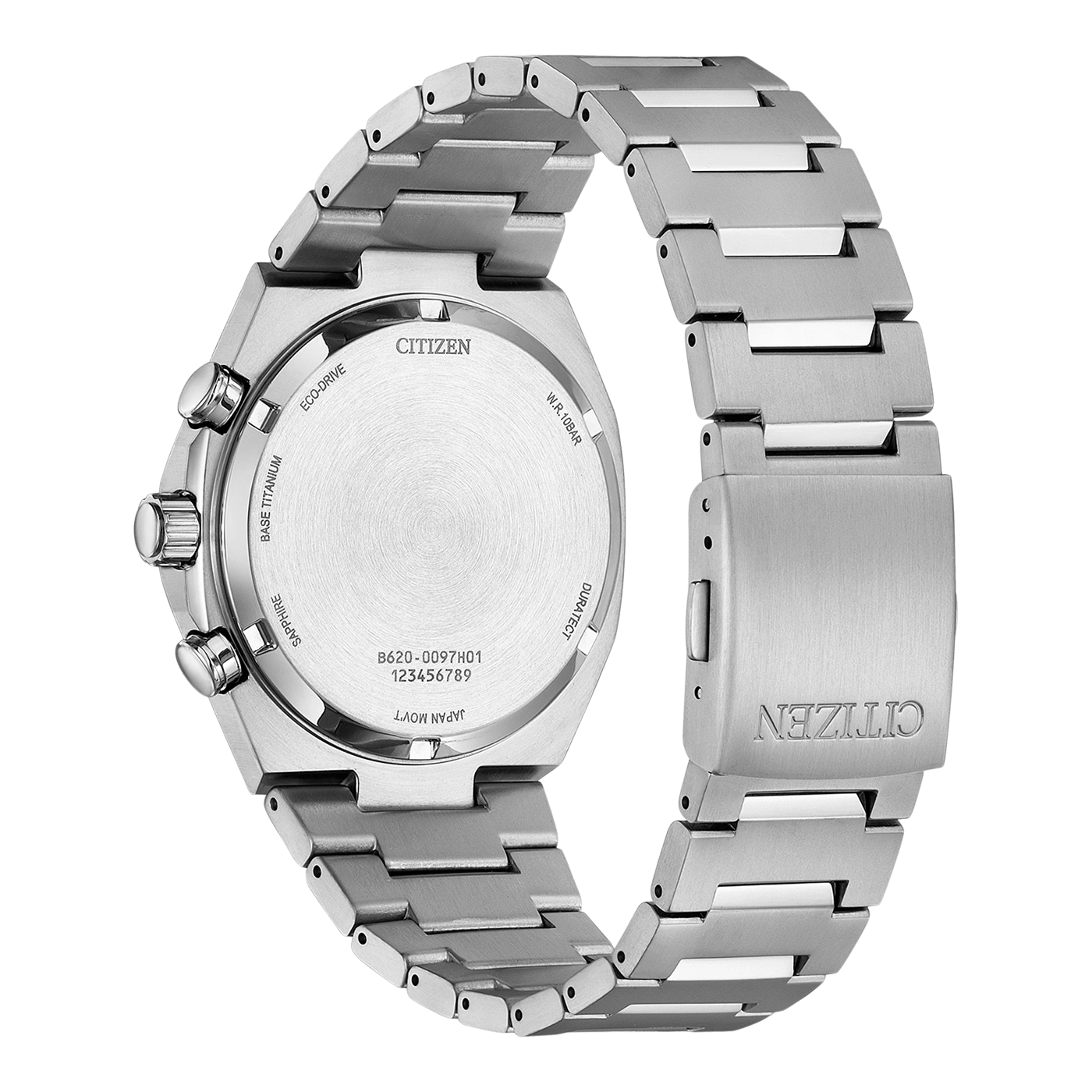 Citizen-Uhrrückseite, Titan, Saphir, Eco-Drive, wasserdicht, japanisches Uhrwerk