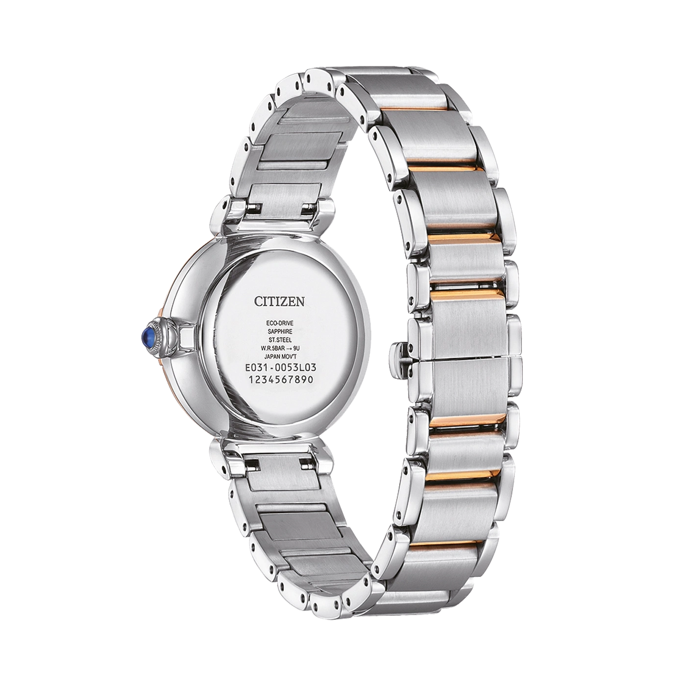 Citizen-Uhr, silbernes und goldenes Armband, Saphirglas, Eco-Drive, Edelstahl