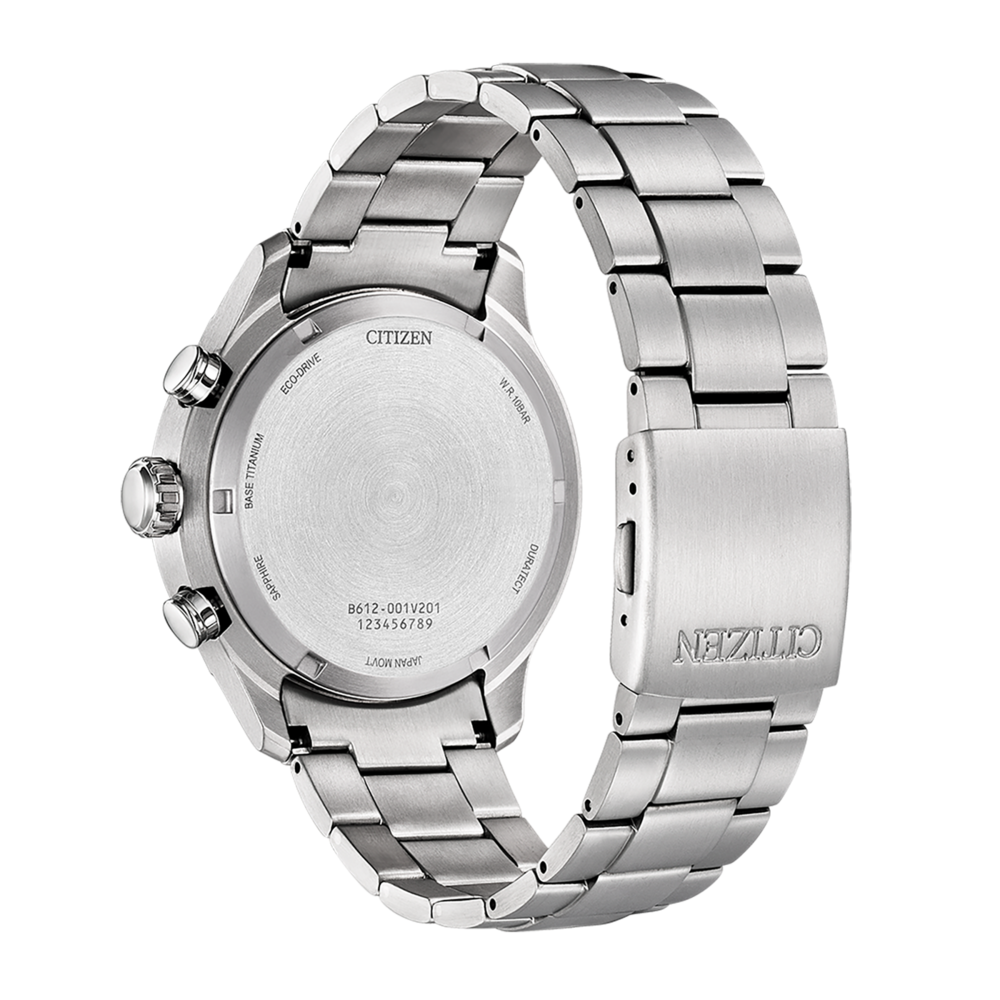 Citizen-Uhrenrückseite, Edelstahl, Eco-Drive, Saphir, Japan Movt, W.R.10bar