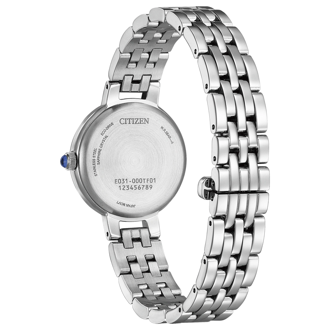 Citizen-Uhrenrückseite, Edelstahl, Saphirkristall, Eco-Drive, Japan Movt, W.R.5BAR-9