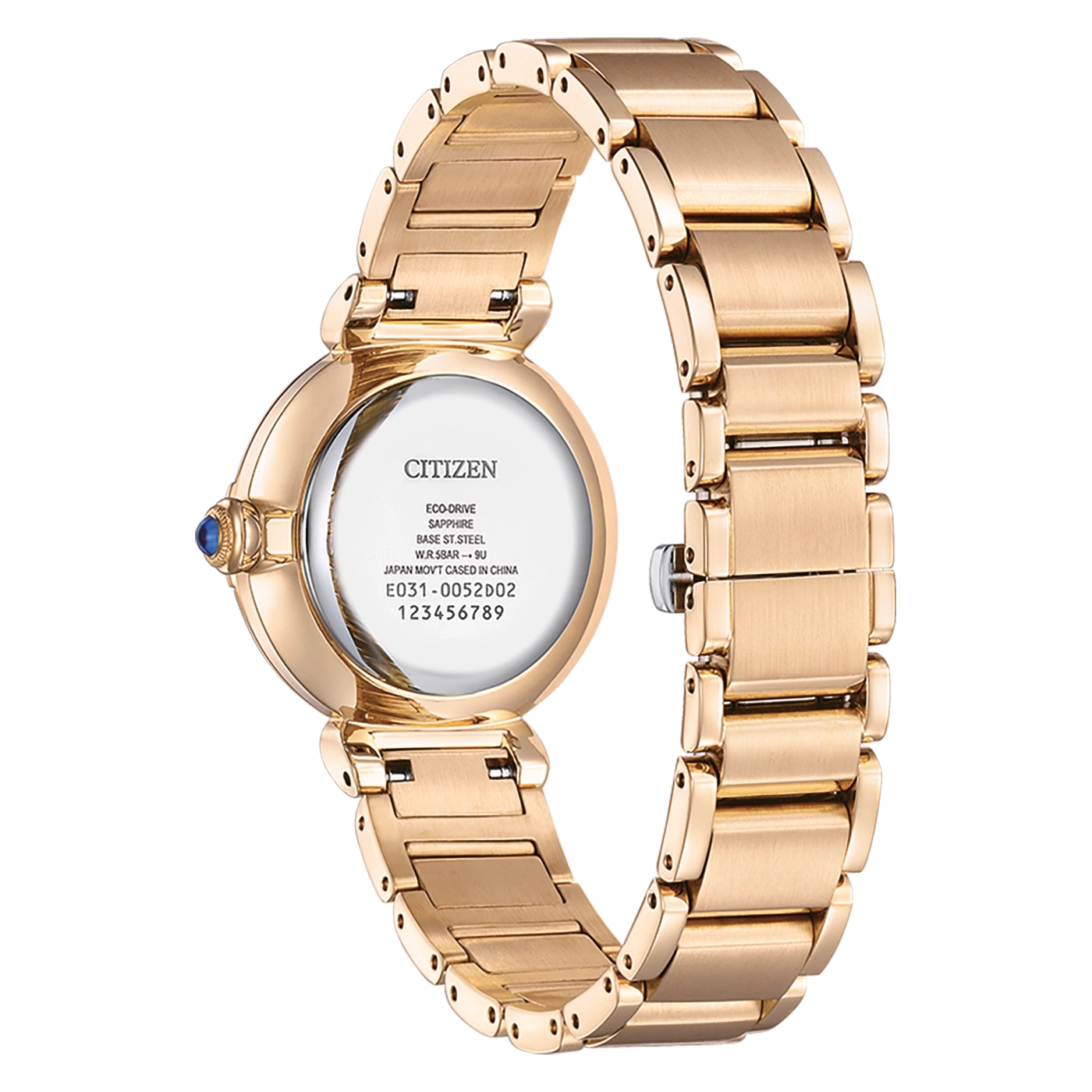 Citizen-Uhr, gold, Eco-Drive, Saphir, Edelstahl, japanisches Uhrwerk, hergestellt in China.