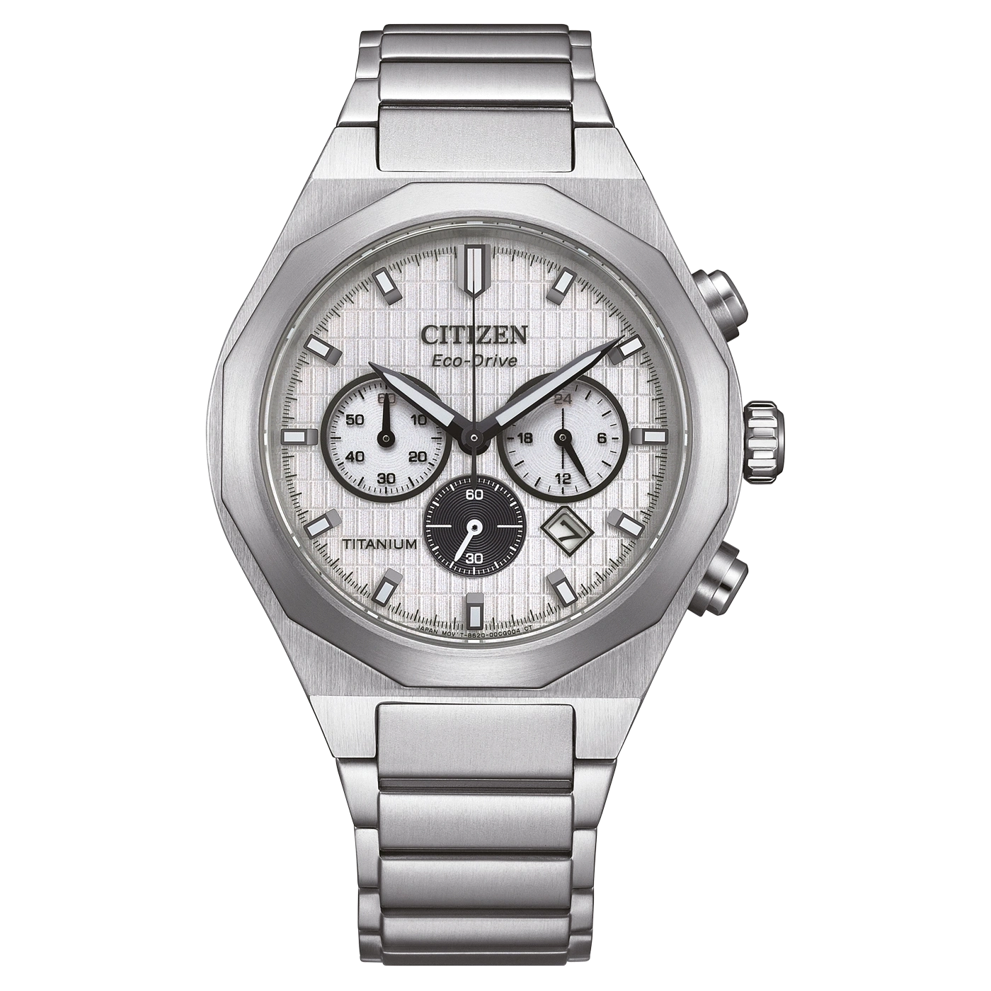 Citizen Eco-Drive Titanuhr mit Chronograph und silbernem Zifferblatt